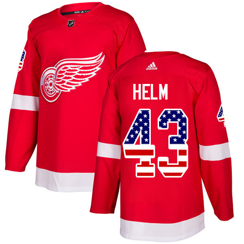 Adidas Red Wings #43 Darren Helm Red Home Authentic USA Flag Stitched NHL Jersey